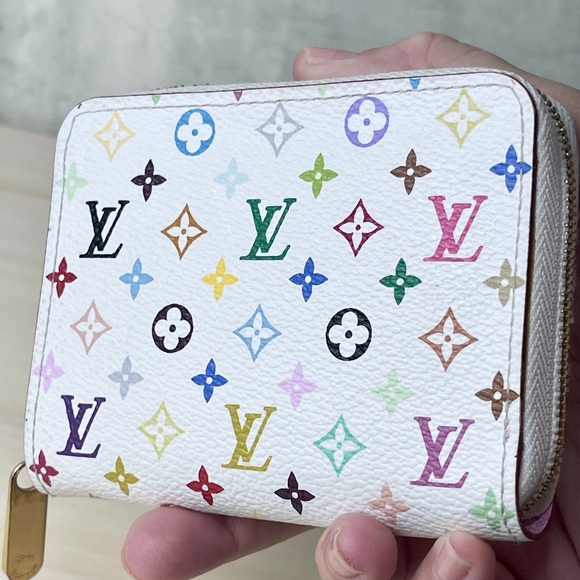 LOUIS VUITTON MONOGRAM MULTICOLOR ZIPPY COIN PURSE WALLET WHITE - Picture 3 of 15